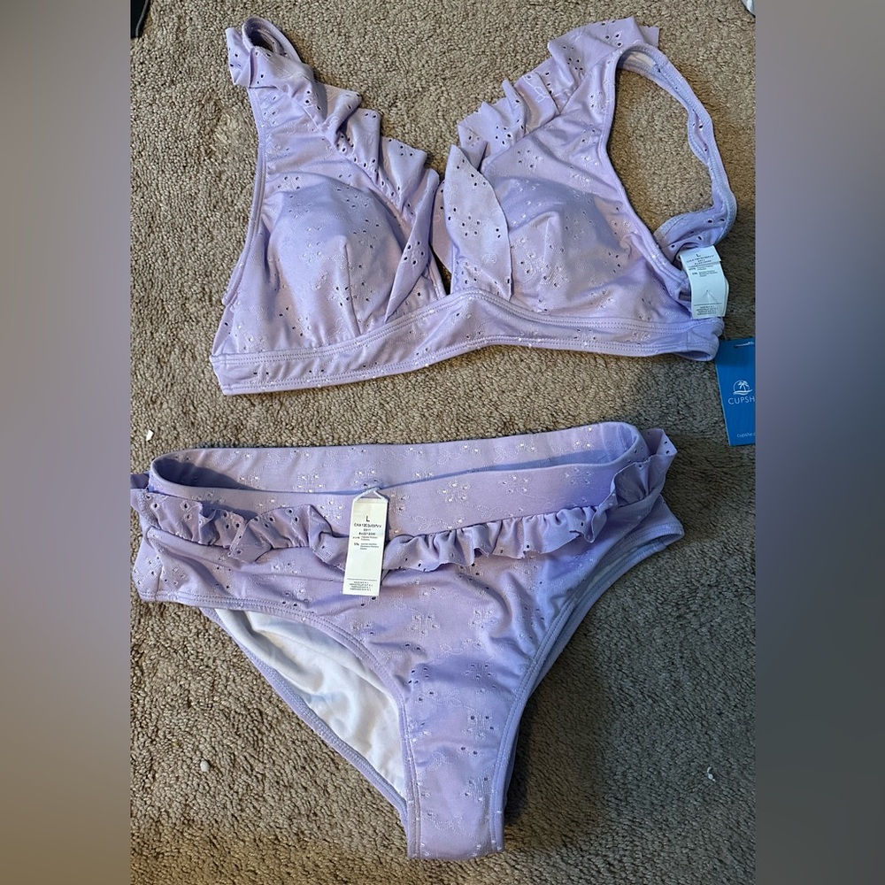 Cupshe Lavender Ruffled Bikini Set
